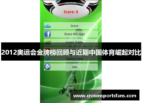 2012奥运会金牌榜回顾与近期中国体育崛起对比